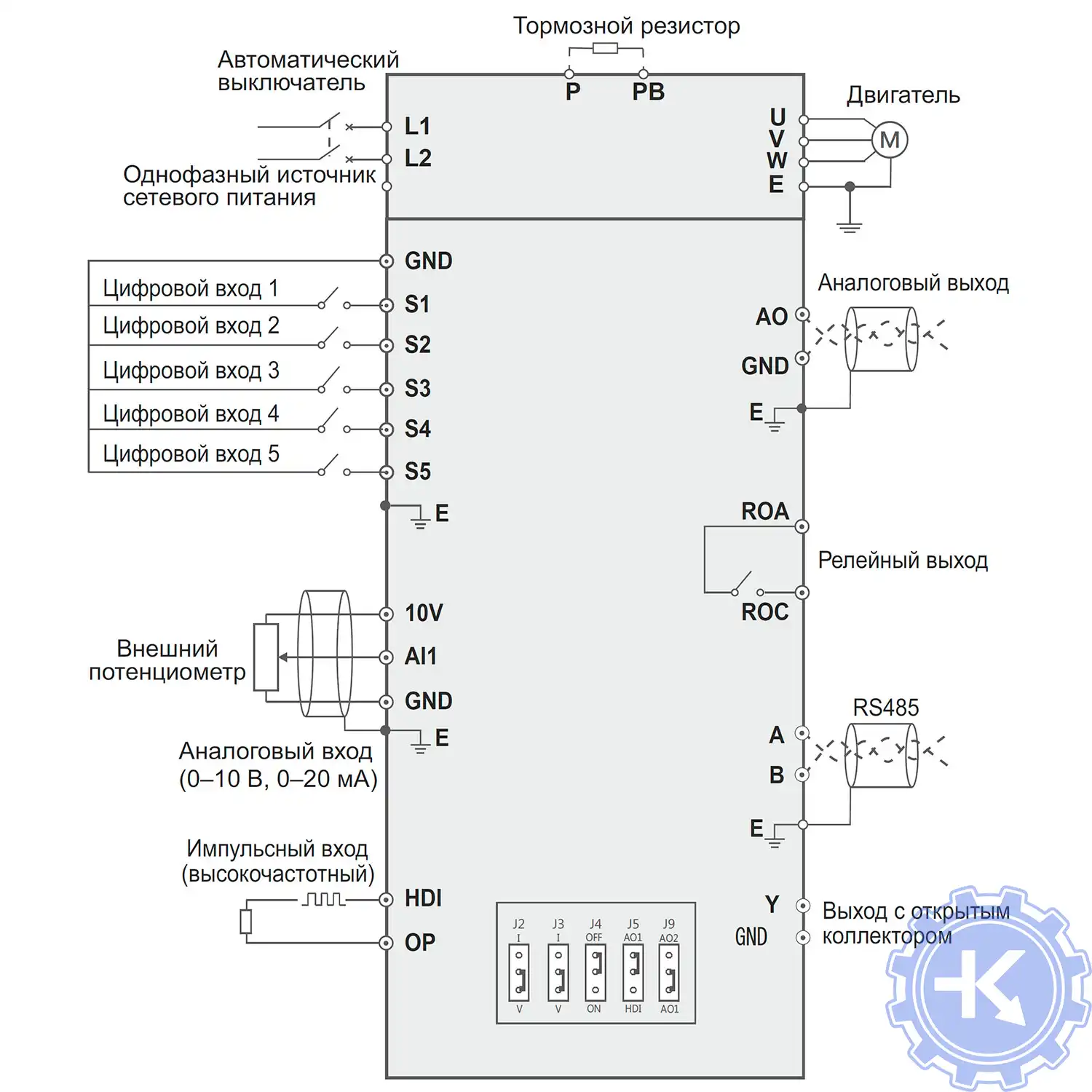 Схема подключения 1-фазных преобразователей частоты INSTART SDI