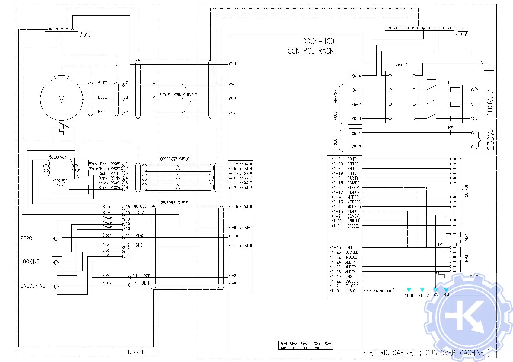 Схема электрических соединений DDC4 подключение стойки