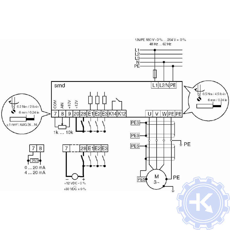 Схема подключения частотного преобразователя Danfoss VLT AQUA Drive FC 202