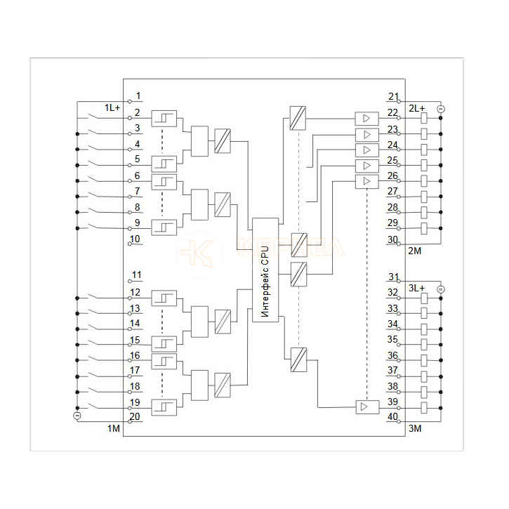 Принципиальная схема встроенной цифровой периферии CPU 313C/313C-2/ 314C-2