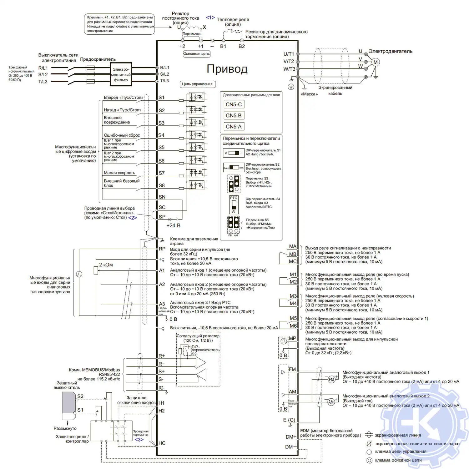 Схема подключения частотного преобразователя Yaskawa A1000
