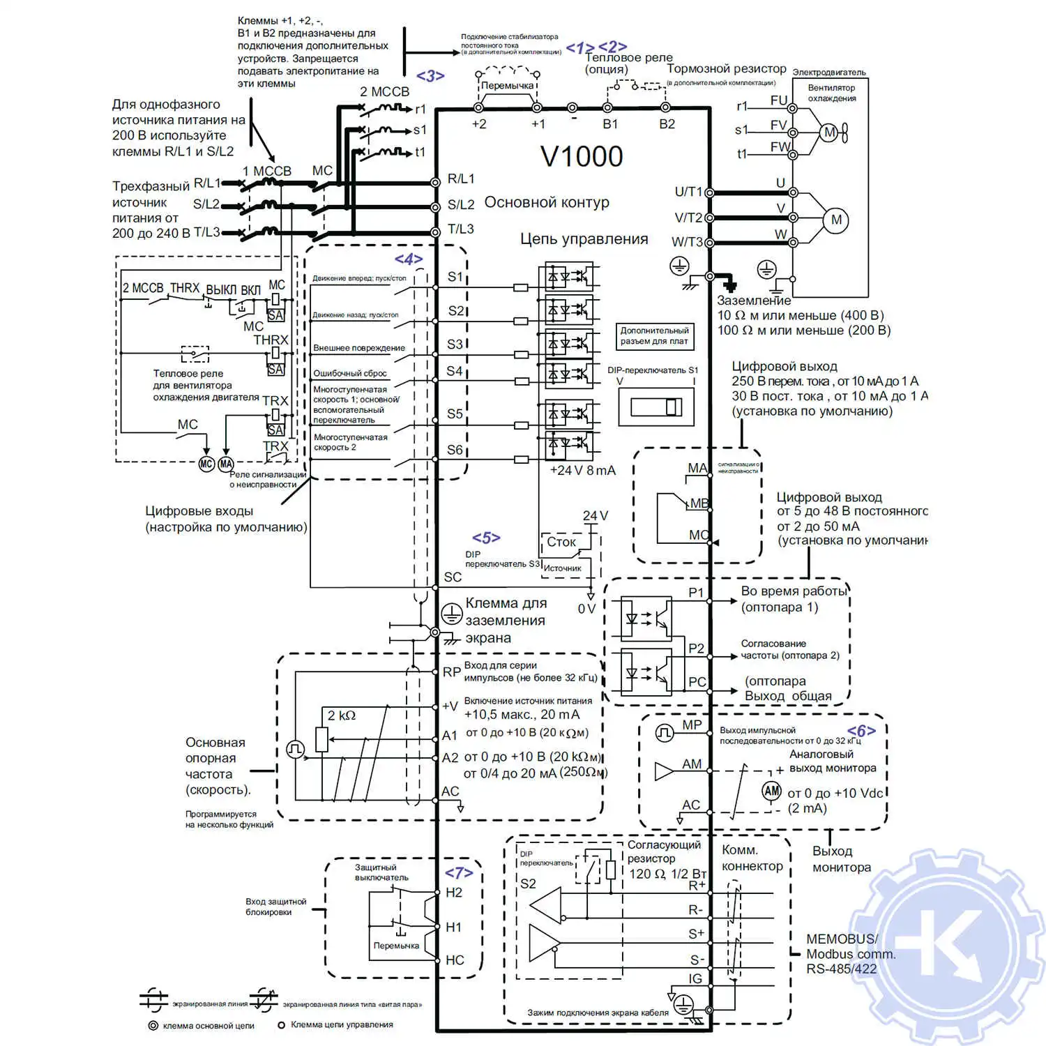 Схема подключения частотного преобразователя Yaskawa V1000
