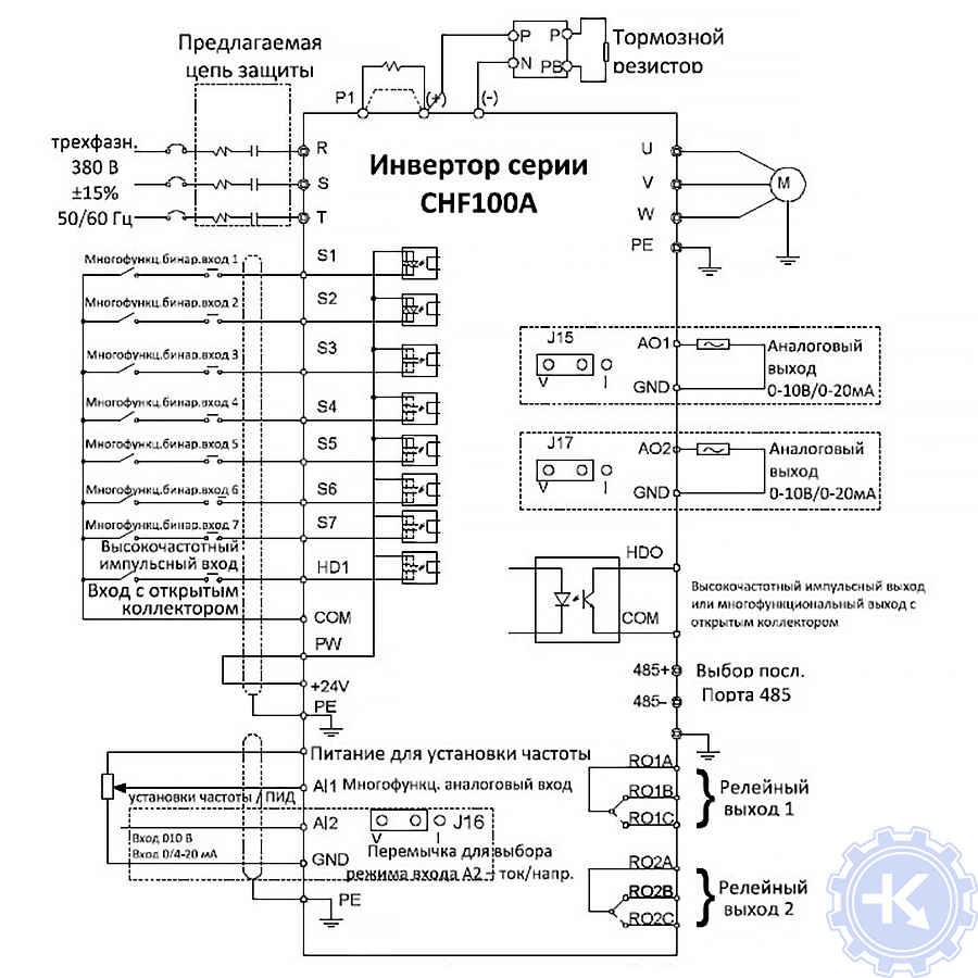 Схема подключения INVT CHE100A