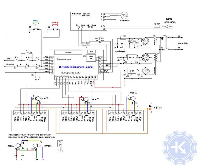 Схема с интерфейсной платой Схема с интерфейсной платой