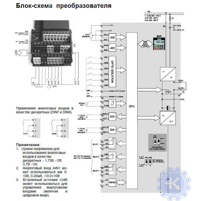 Блок схема частотного преобразователя Siemens MICROMASTER 440