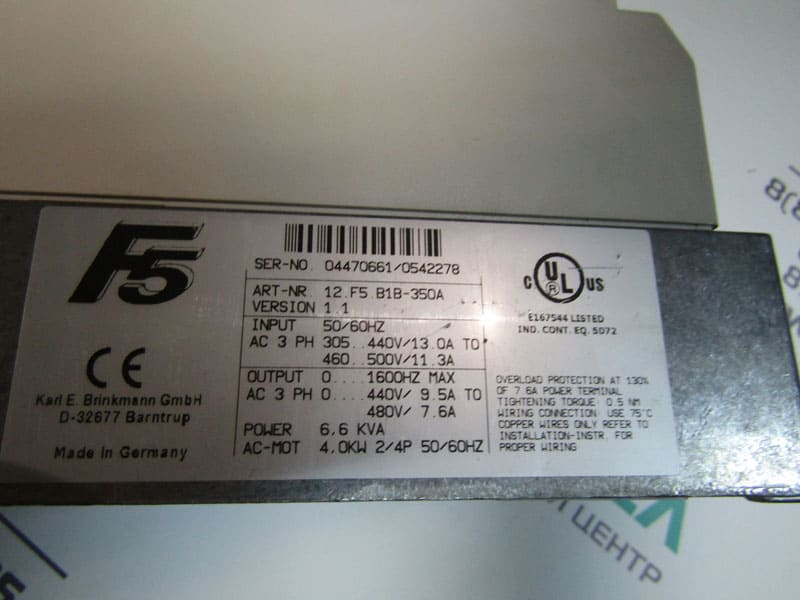Заводские данные частотного преобразователя KEB 12.F5.B1B-350A