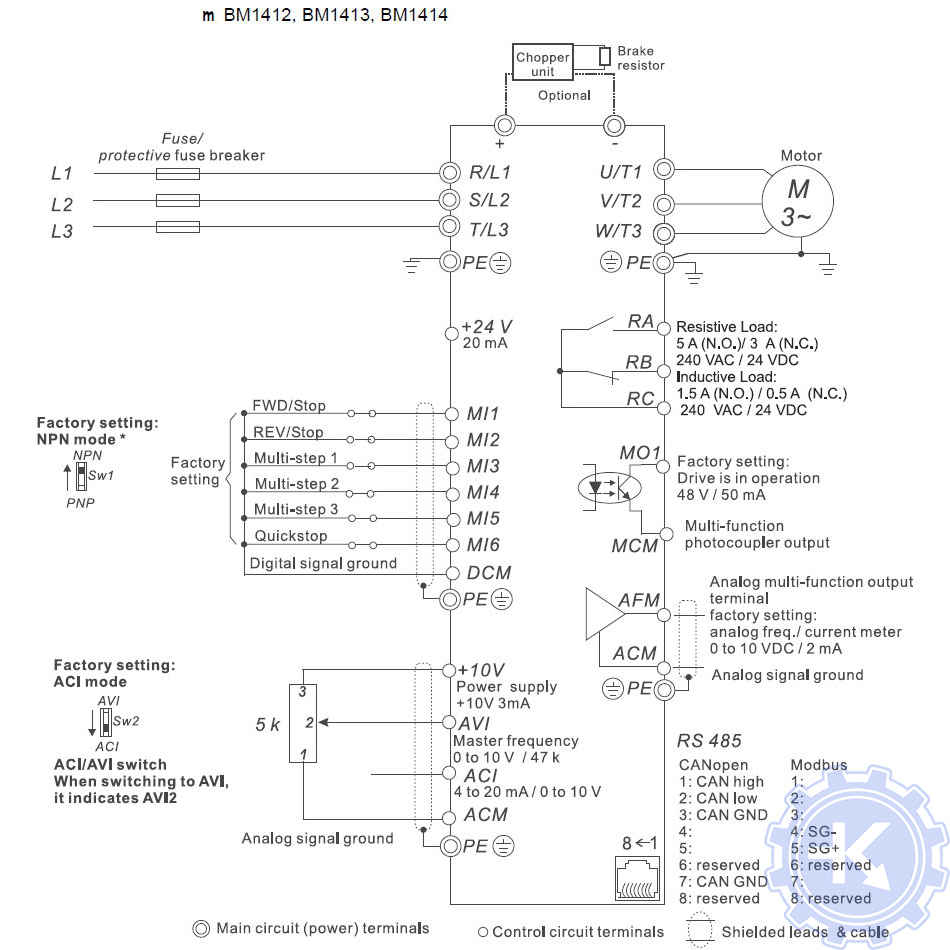 Схема подключения привода Baumuller b maXX-BM1000 – BM1412; BM1413; BM1414.