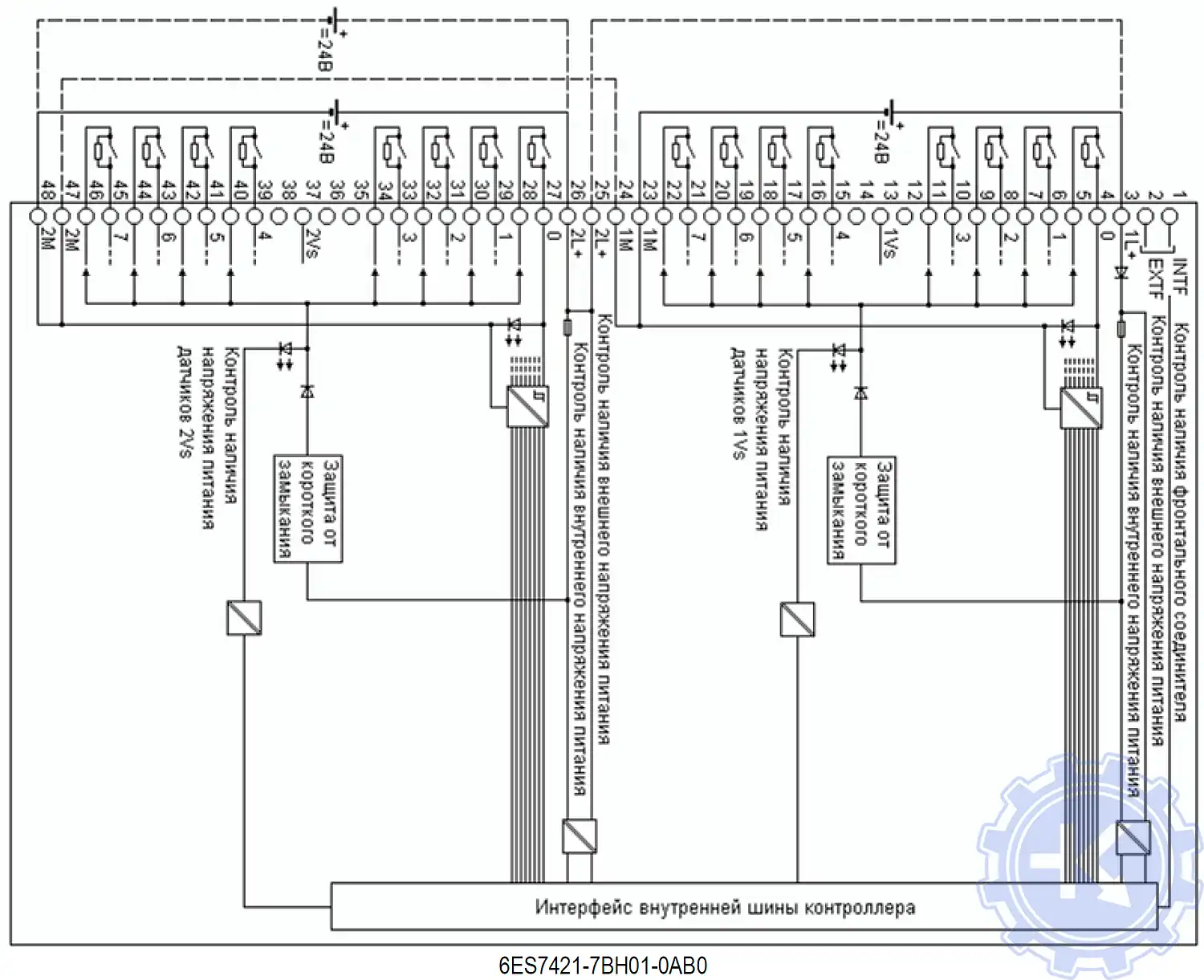 Схема подключения модуля 6ES7421-7BH01-0AB0