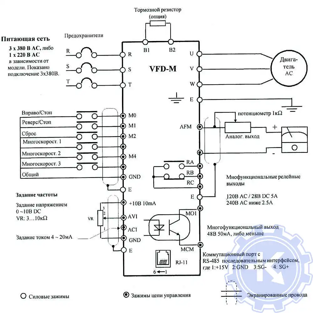 Схема подключения частотного преобразователя ESQ-5000