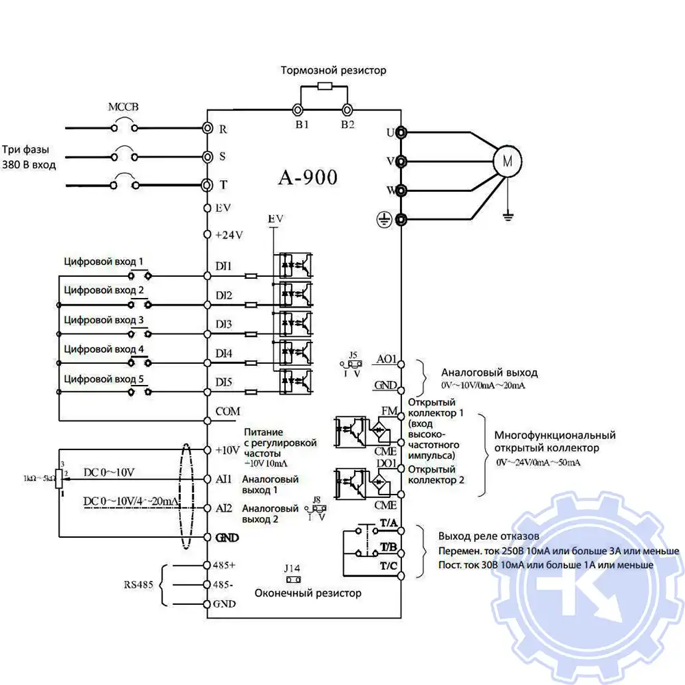 Схема подключения частотного преобразователя ESQ-A900