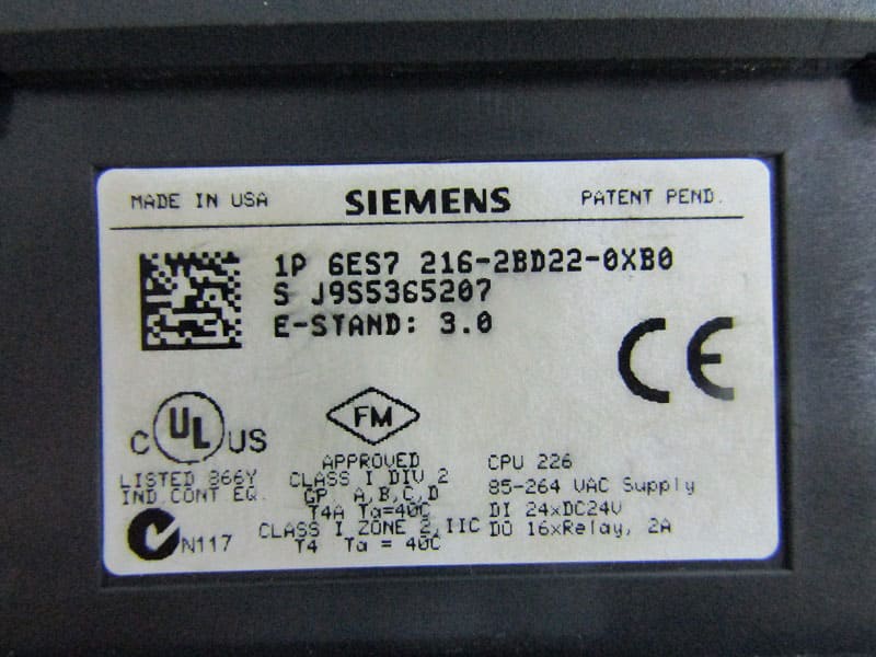 данные SIEMENS 1P 6ES7216-2BD22-0XB0