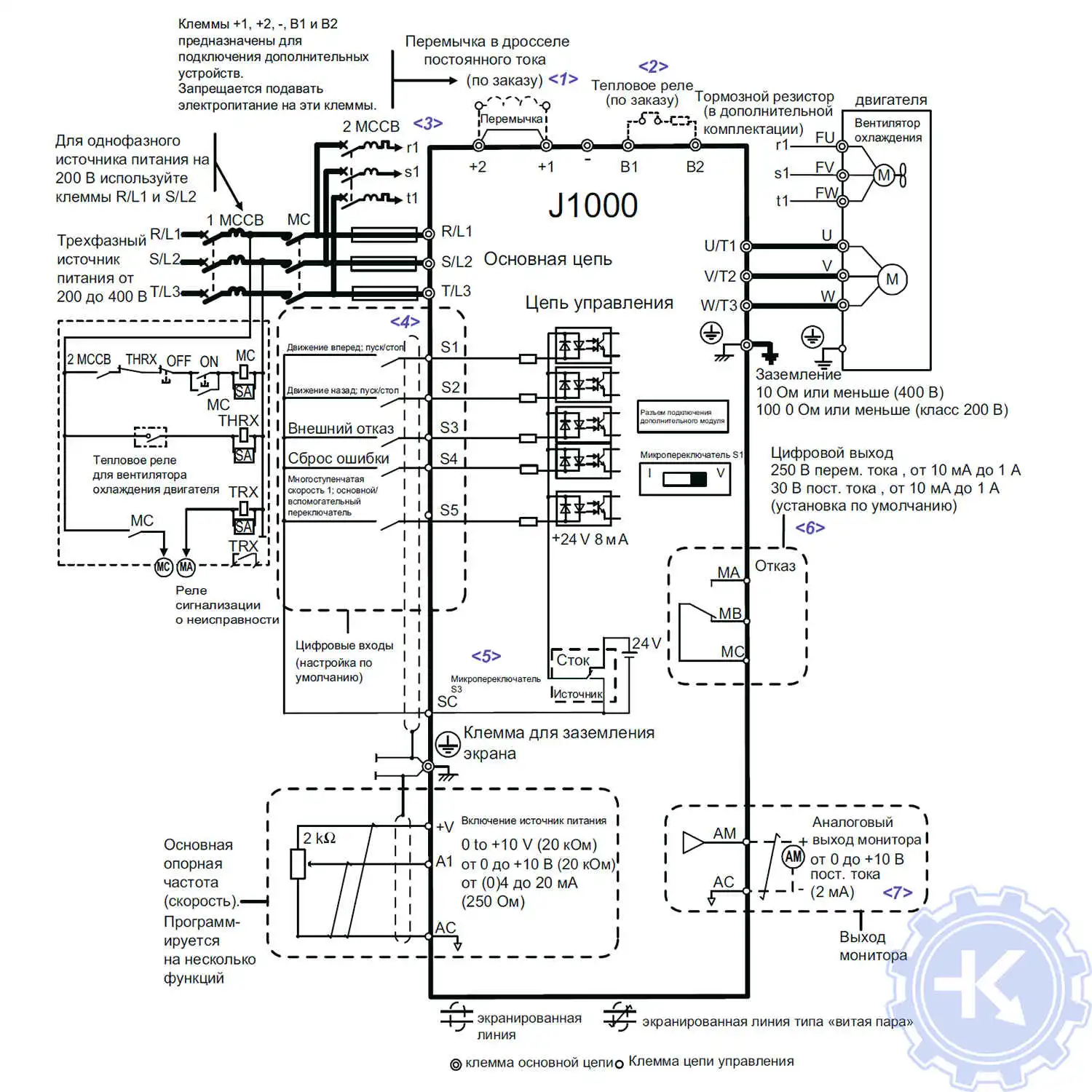 Схема подключения частотного преобразователя Yaskawa J1000 Схема подключения частотного преобразователя Yaskawa J1000