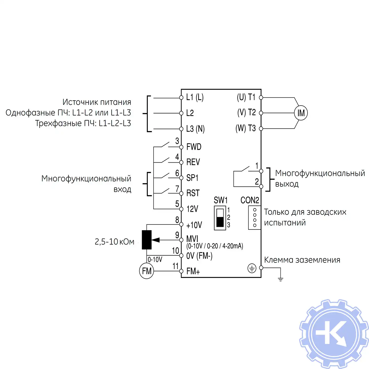 Блок-схема подключения преобразователей частоты General Electric VAT20 Блок-схема подключения преобразователей частоты General Electric VAT20