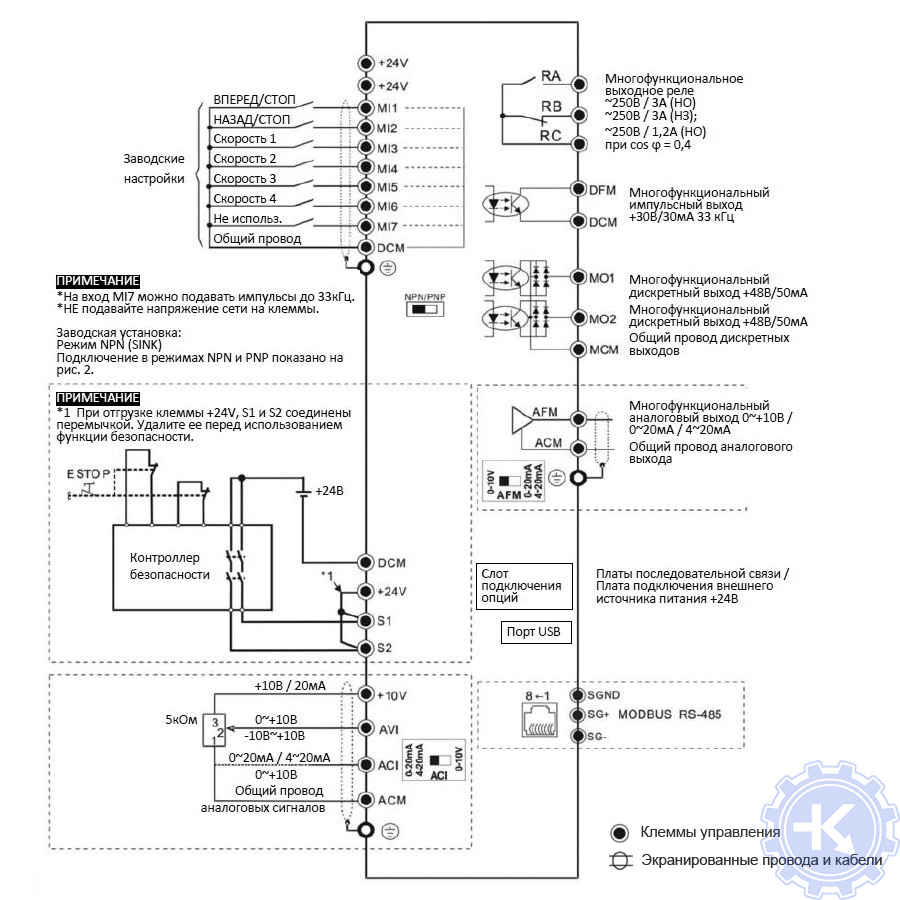 Схема подключения частотного преобразователя Delta MS300