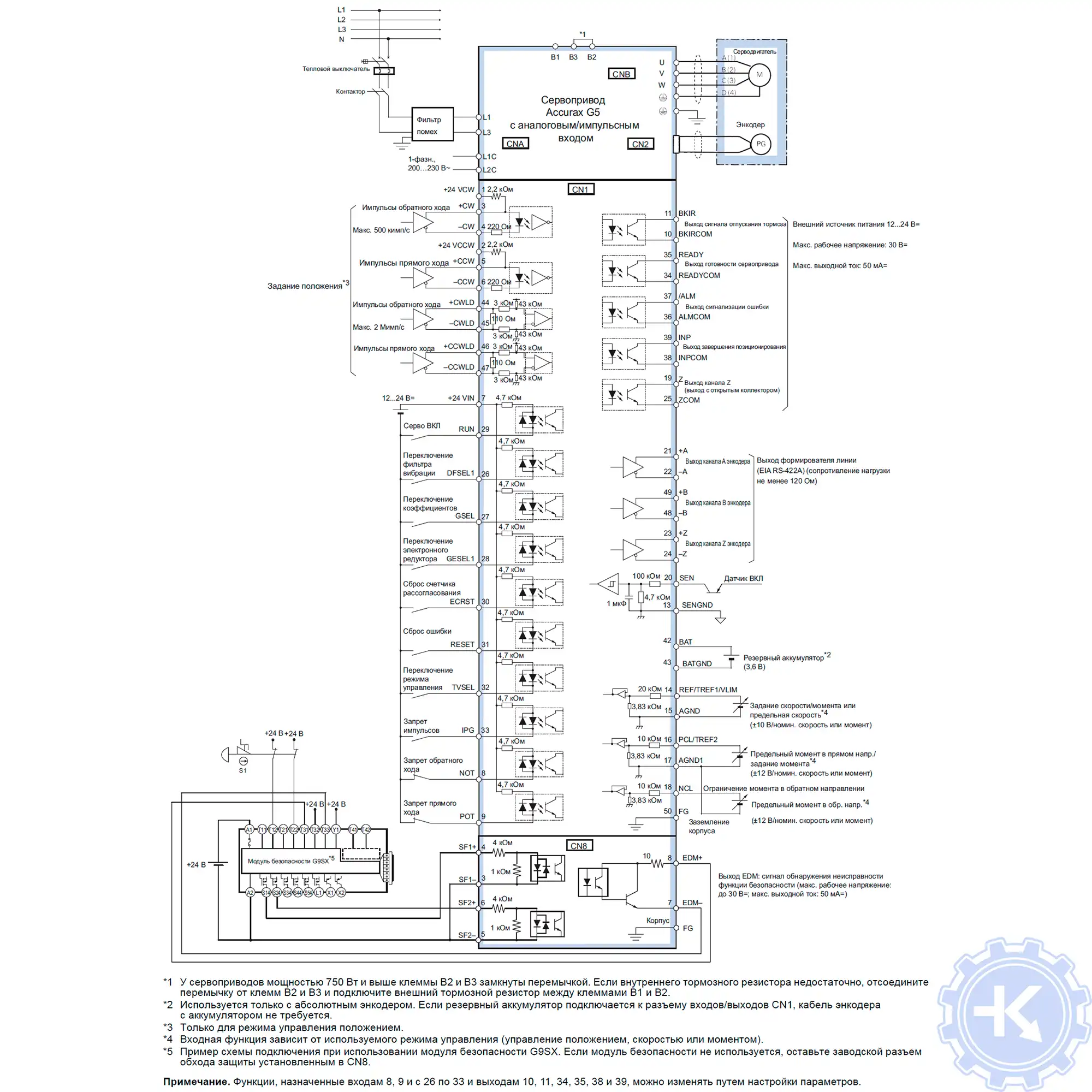 Схема подключения сервопривода Omron Accurax G5