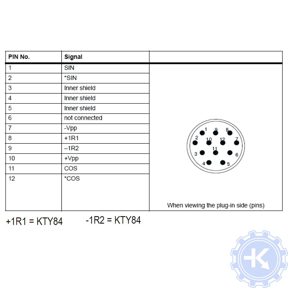 Распиновка резольвера (подключение) к серводвигателям Siemens 1FK6 и 1FK7 - Вариант подключения резольвера 1