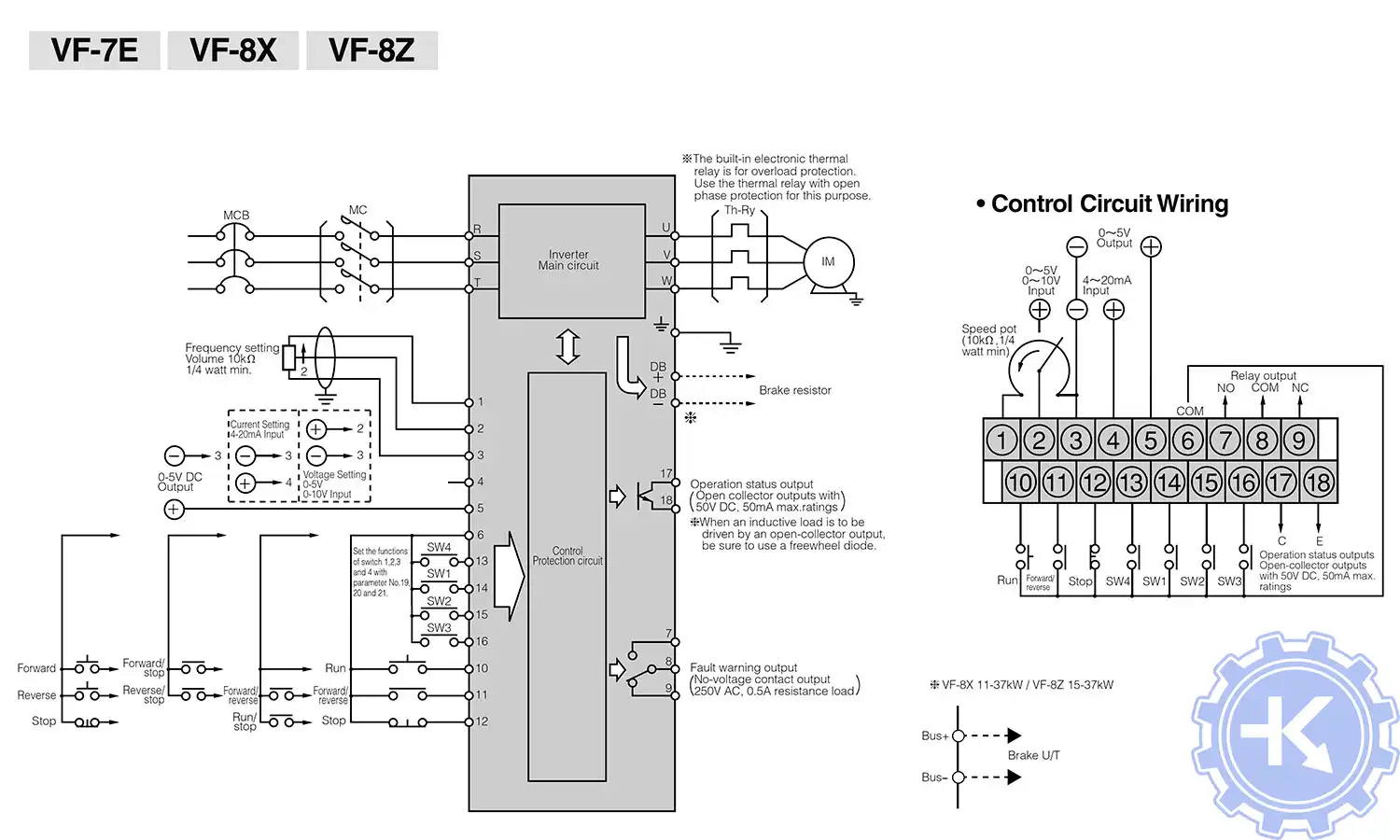 Схема электрических соединений Panasonic VF-7E, VF-8X, VF-8Z